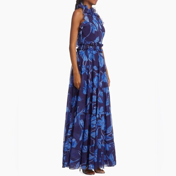 PatBO Nightflower Ruffled Floral Maxi Dress size 4 - Picture 3 of 16